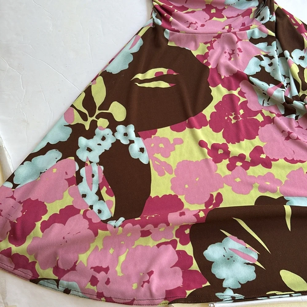 Vintage Y2K Pink Floral Colorful Asymmetrical Dress Bias Fairy Betsey Johnson S - Picture 11 of 17